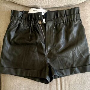 Topshop High Waist Black Leather Shorts